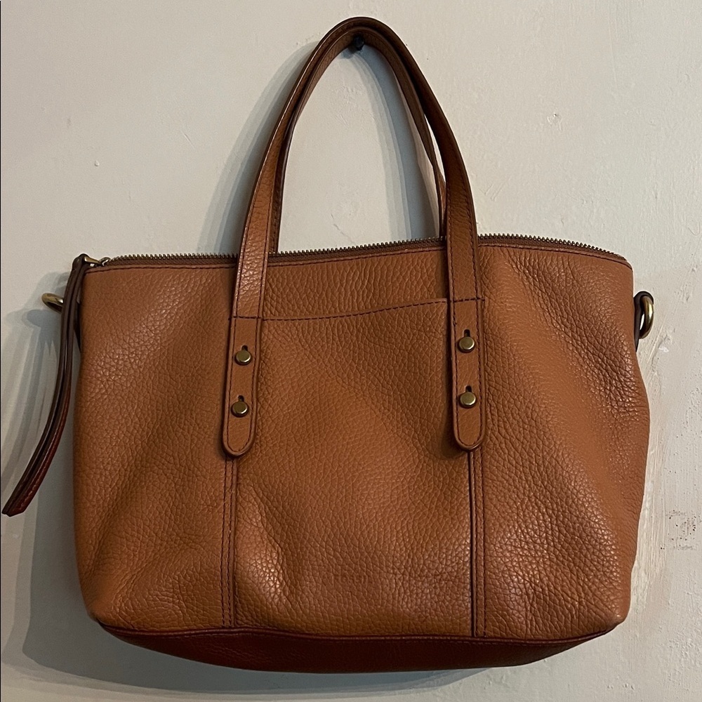 Fossil Tan Leather Tote Bag